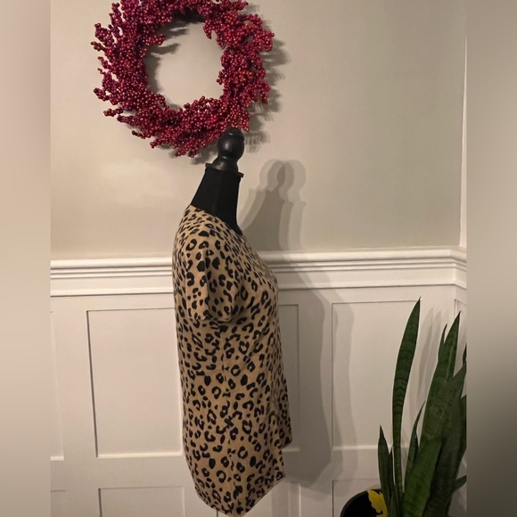 J. Crew Leopard Print Cashmere Short Sleeve Shirt - Picture 3 of 6